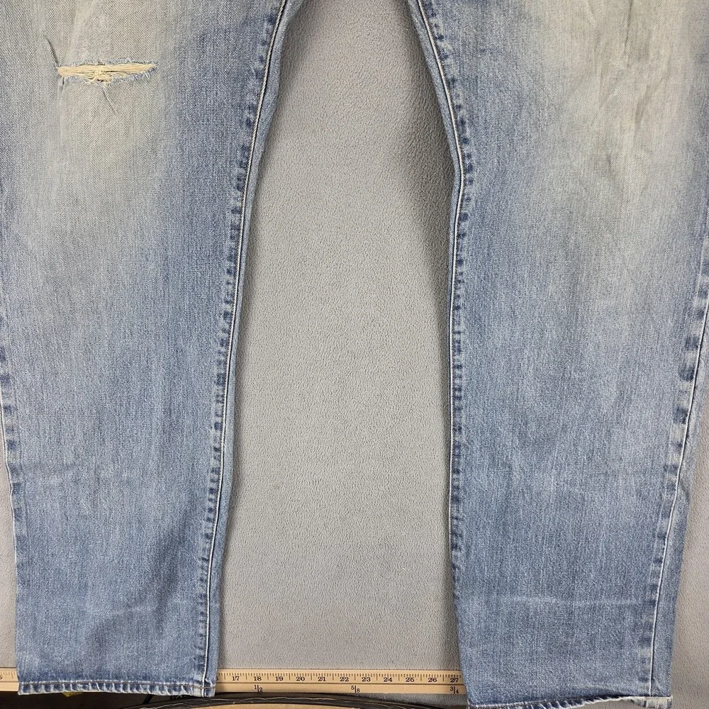 Edwin Jeans Mens 40x38 Blue Selvedge 505S Thrashed Whiskers Light Wash